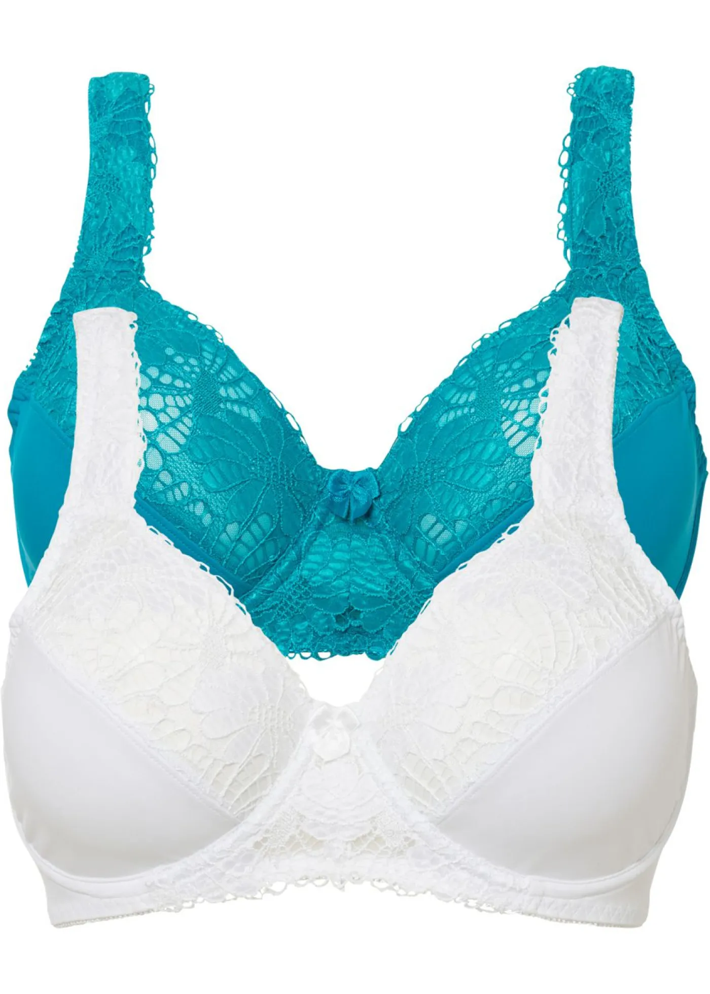 bonprix bonprix Sujetador reductor con tirantes acolchados (2 unidades) Blanco + verde petróleo Hot