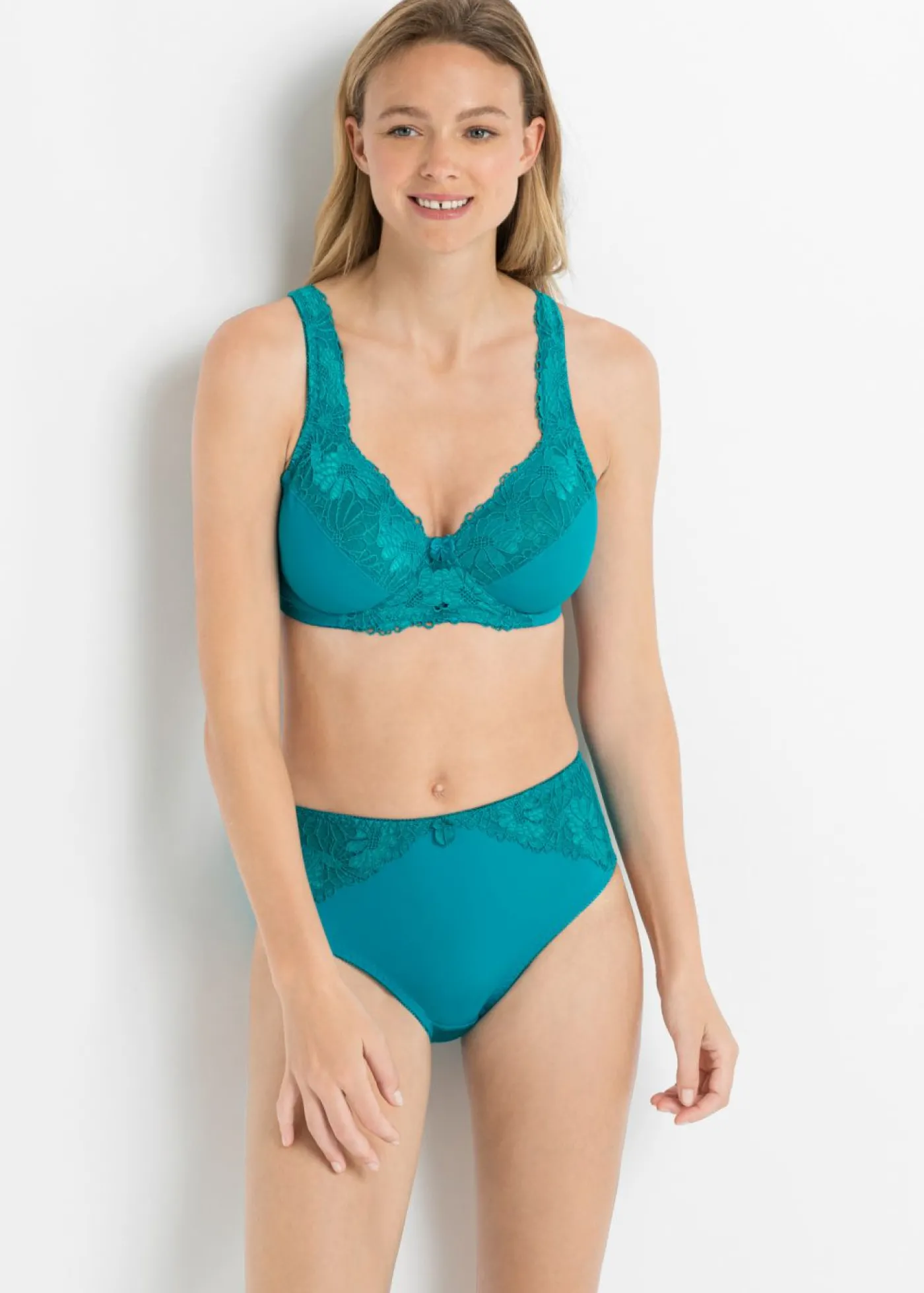 bonprix bonprix Sujetador reductor con tirantes acolchados (2 unidades) Blanco + verde petróleo Hot