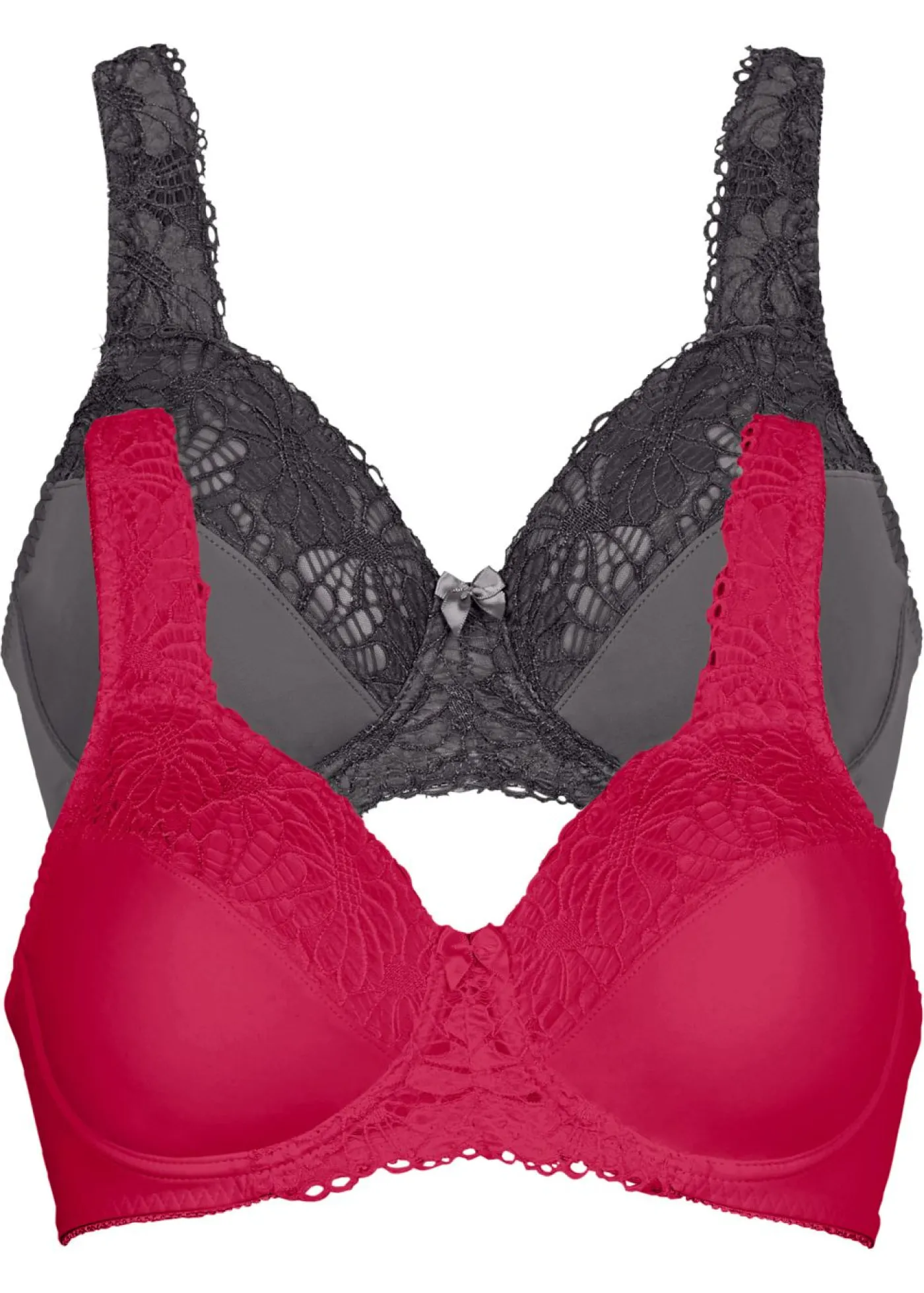 bonprix bonprix Sujetador reductor con tirantes acolchados (2 unidades) Granate-gris oscuro Clearance