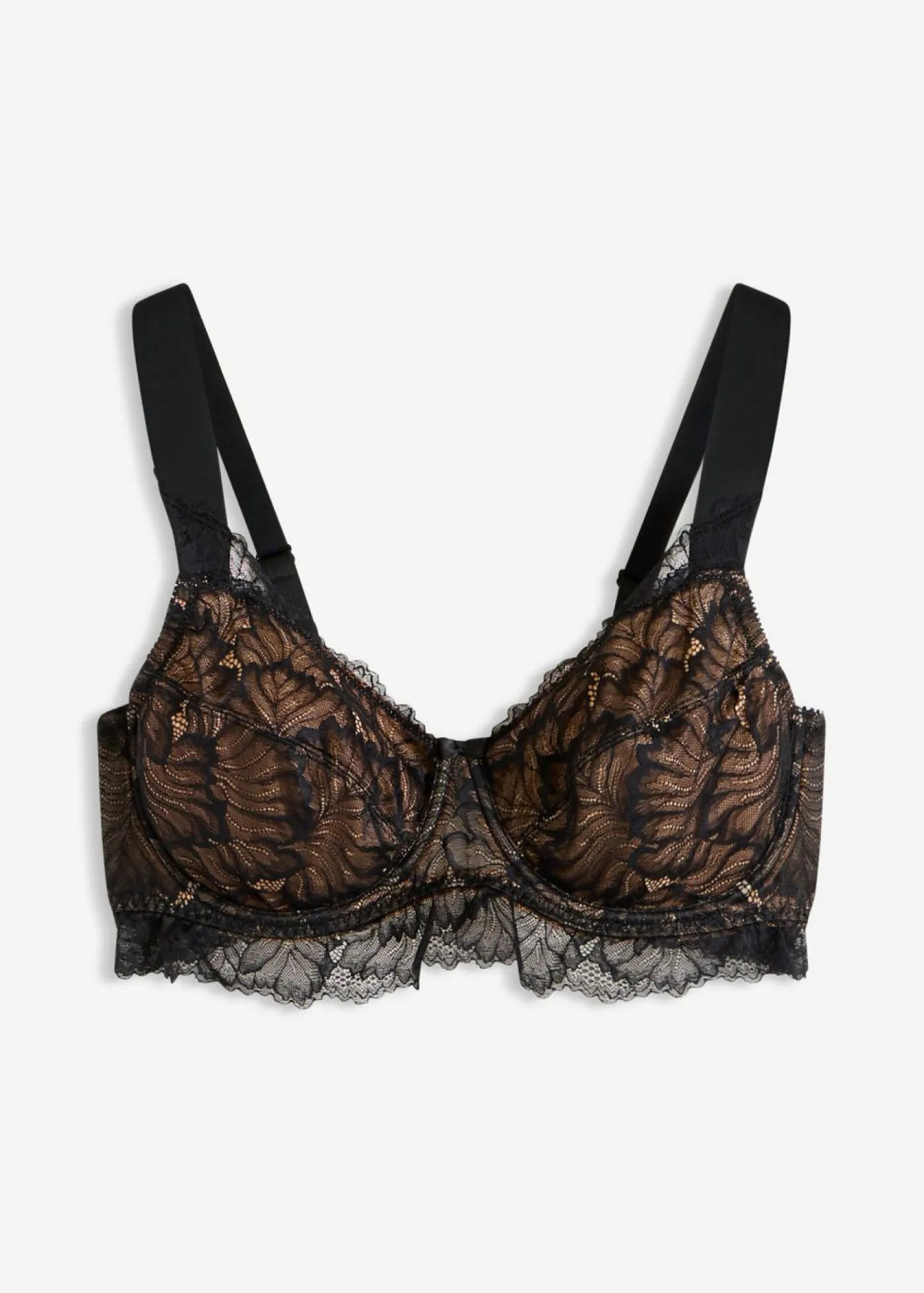 bonprix bonprix Sujetador reductor con tirantes acolchados negro-marrón claro Discount
