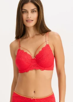 bonprix bonprix Sujetador reductor con tirantes brillantes rojo intenso Hot