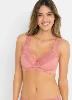 bonprix bonprix Sujetador reductor con tirantes acolchados (2 unidades) Rojo ruibarbo/coral claro Outlet
