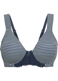 bonprix bonprix Sujetador reductor con tirantes acolchados Azul marino/cava estampado Online