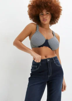 bonprix bonprix Sujetador reductor con tirantes acolchados Azul marino/cava estampado Online