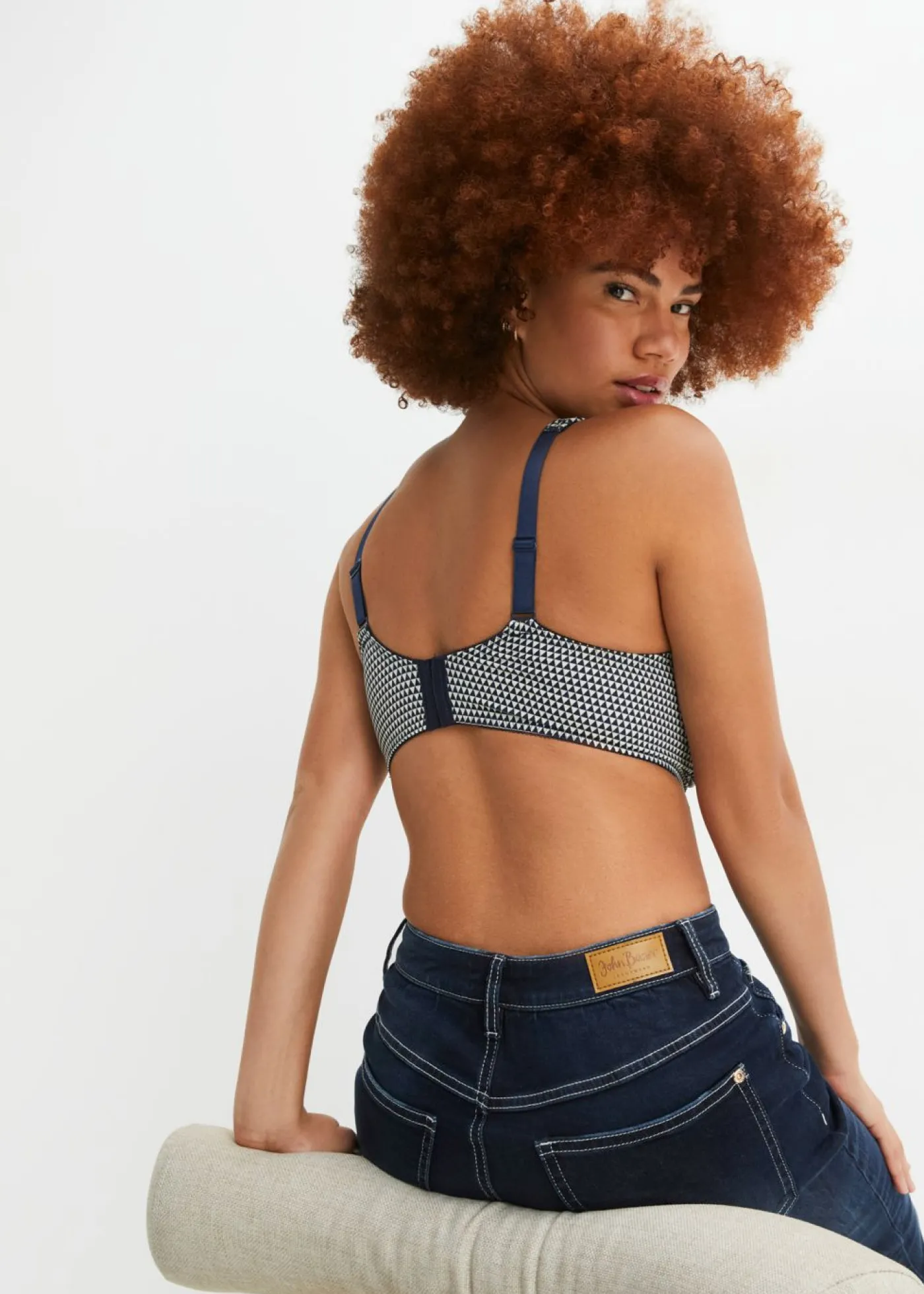 bonprix bonprix Sujetador reductor con tirantes acolchados Azul marino/cava estampado Online