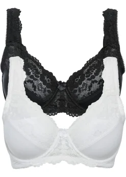 bonprix bonprix Sujetador reductor con tirantes acolchados (2 unidades) Negro-nude Discount