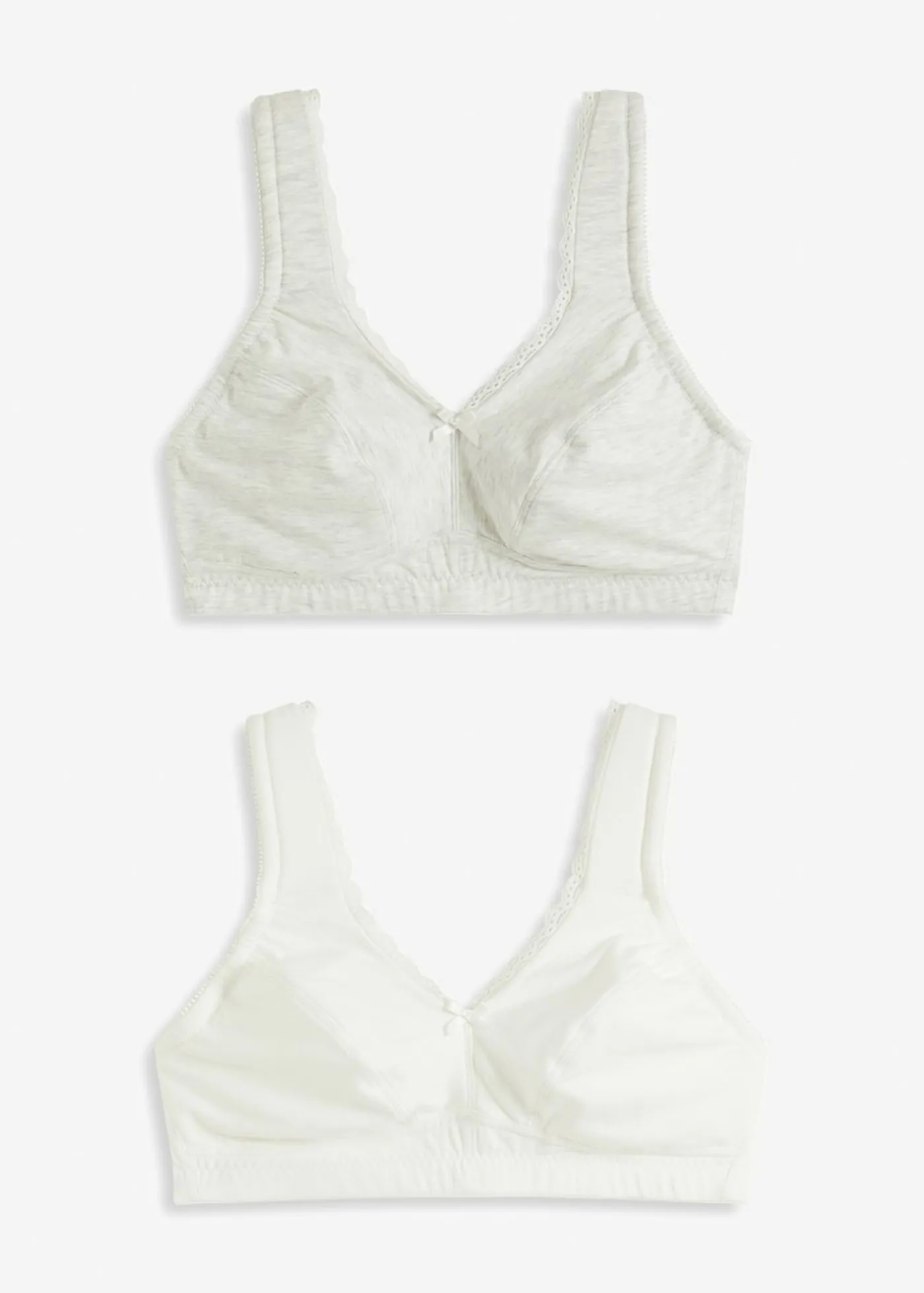 bonprix bonprix Sujetador reductor de algodón orgánico sin aros (2 unidades) natural jaspeado-blanco lana moteado New