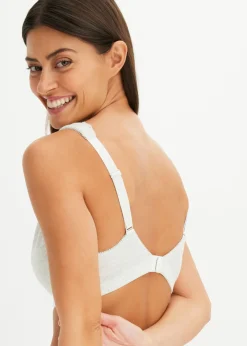 bonprix bonprix Sujetador reductor de algodón orgánico sin aros (2 unidades) natural jaspeado-blanco lana moteado New