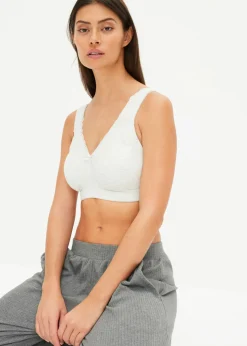 bonprix bonprix Sujetador reductor de algodón orgánico sin aros (2 unidades) natural jaspeado-blanco lana moteado New