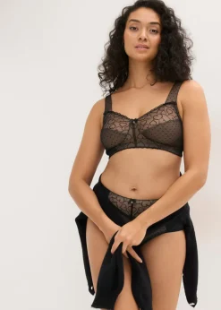 bonprix bonprix Sujetador reductor sin aros con tirantes acolchados negro-marrón claro Discount