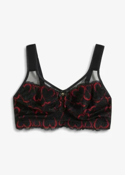 bonprix bonprix Sujetador reductor sin aros con tirantes acolchados Negro-rojo salsa Outlet