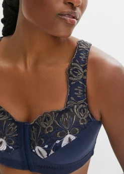 bonprix bonprix Sujetador reductor sin aros con un práctico cierre frontal Azul marino Sale