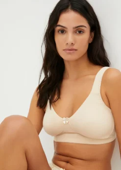bonprix bonprix Sujetador reductor, sin aros, con algodón orgánico (2 unidades) Beige arena + gris claro jaspeado Clearance
