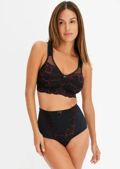 bonprix bonprix Sujetador reductor sin aros con tirantes acolchados Negro-rojo salsa Sale