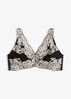 bonprix bonprix Sujetador reductor sin aros con tirantes acolchados Negro-blanco lana Hot