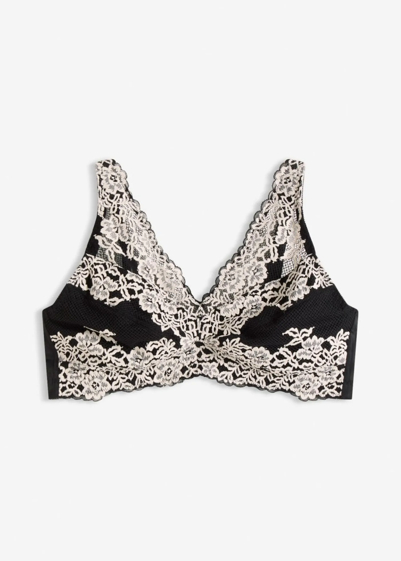 bonprix bonprix Sujetador reductor sin aros con tirantes acolchados Negro-blanco lana Hot