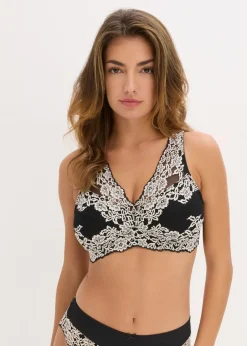 bonprix bonprix Sujetador reductor sin aros con tirantes acolchados Negro-blanco lana Hot