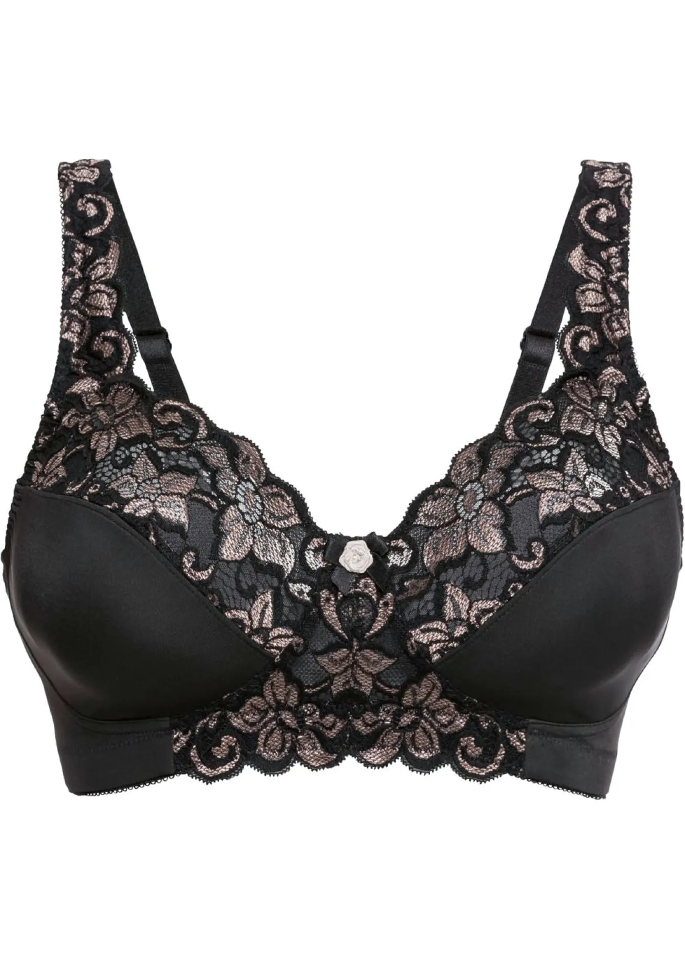 bonprix bonprix Sujetador reductor sin aros con tirantes acolchados Negro + beige tiza Best
