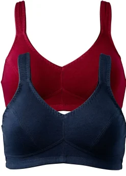 bonprix bonprix Sujetador sin aros (2 unidades) de algodón orgánico rojo - azul marino Best