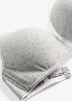bonprix bonprix Sujetador sin aros con algodón y encaje Gris claro jaspeado-blanco Outlet