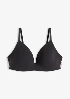 bonprix bonprix Sujetador sin aros con algodón orgánico y encaje Negro-blanco lana Discount