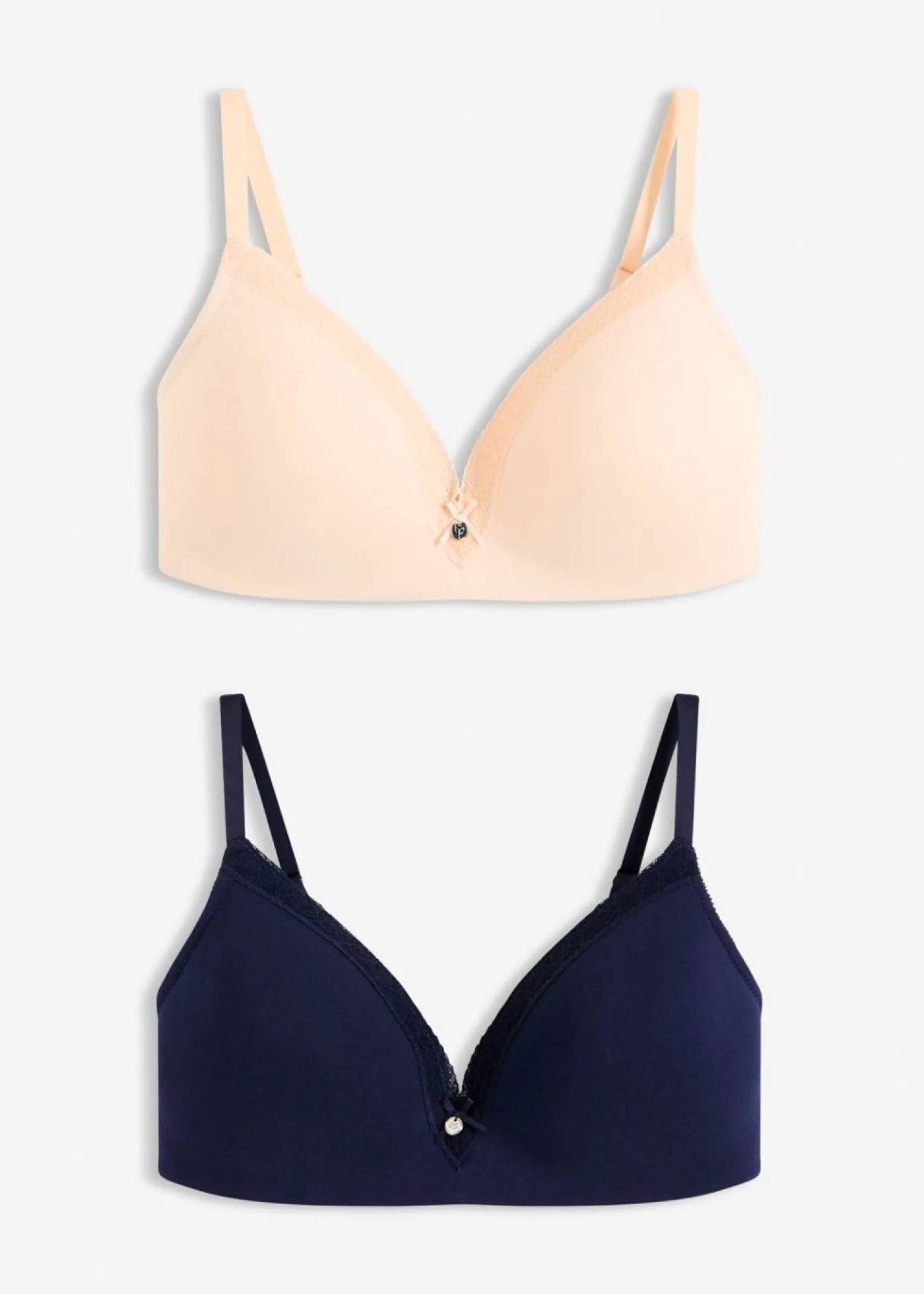 bonprix bonprix Sujetador sin aros con algodón orgánico (2 unidades) beige perla-azul marino Best