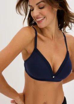 bonprix bonprix Sujetador sin aros con algodón orgánico (2 unidades) beige perla-azul marino Best