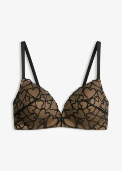 bonprix bonprix Sujetador sin aros con encaje de corazones negro-marrón claro Outlet