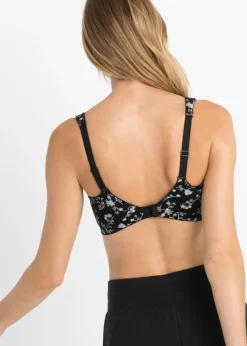 bonprix bonprix Sujetador sin aros con suave algodón orgánico (2 unidades) negro - blanco floral Hot