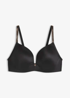 bonprix bonprix Sujetador sin aros con tirantes brillantes Negro
