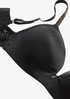 bonprix bonprix Sujetador sin aros con tirantes brillantes Negro