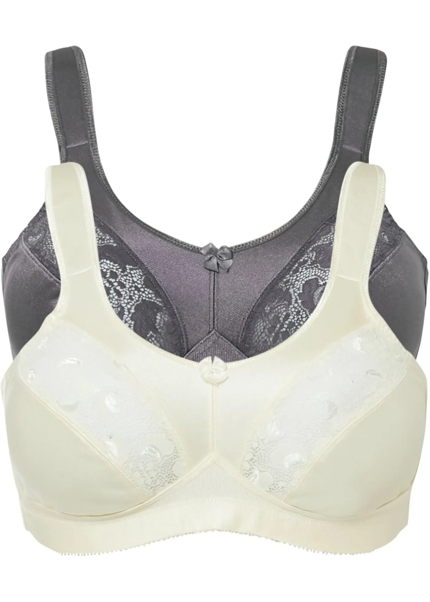 bonprix bonprix Sujetador sin aros con tirantes acolchados (2 unidades) Cava/gris oscuro Hot
