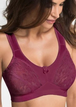 bonprix bonprix Sujetador sin aros con tirantes acolchados (2 unidades) Negro-burdeos Hot