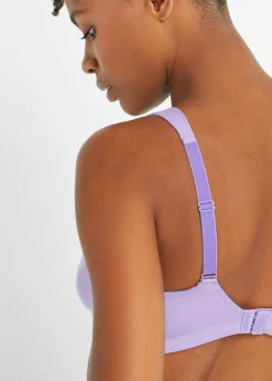 bonprix bonprix Sujetador sin aros de algodón (3 unidades) Lila claro + negro + azul noche Sale