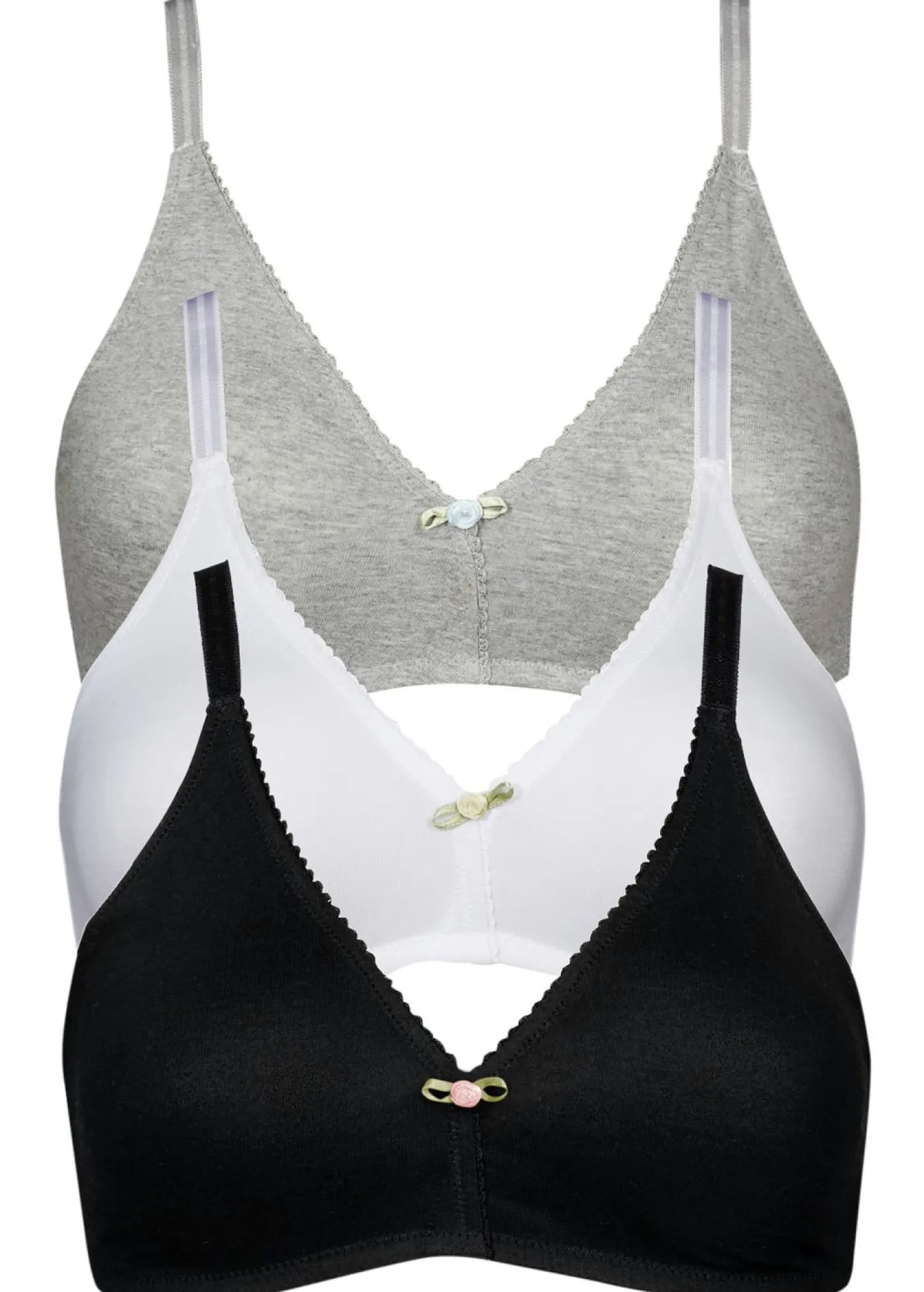 bonprix bonprix Sujetador sin aros de algodón orgánico (3 unidades) negro / blanco / gris claro moteado Best