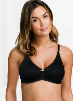 bonprix bonprix Sujetador sin aros de algodón orgánico (3 unidades) negro / blanco / gris claro moteado Best