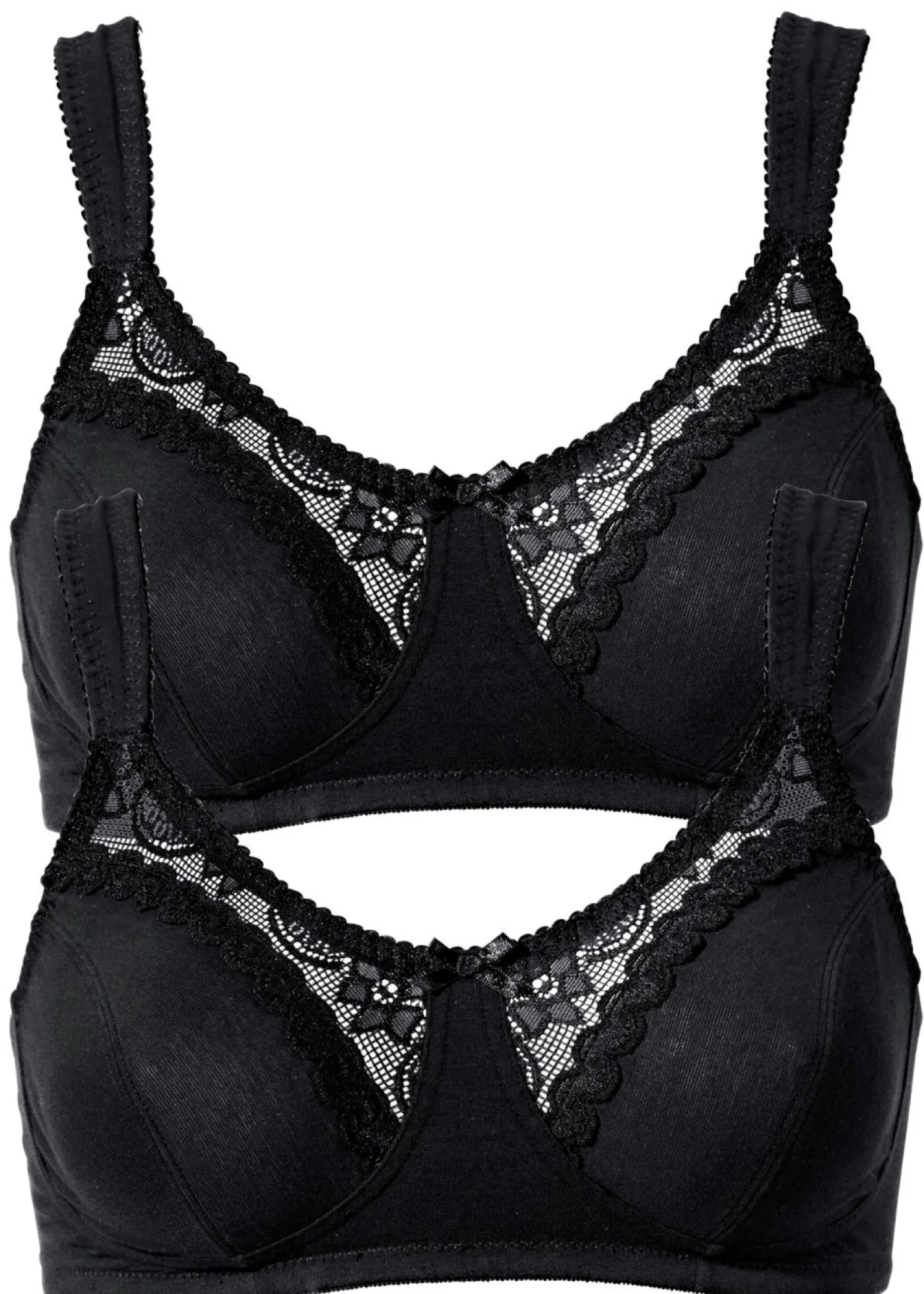 bonprix bonprix Sujetador sin aros de algodón orgánico (2 unidades) 2 unidades de color negro Outlet