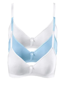 bonprix bonprix Sujetador sin aros de algodón orgánico (3 unidades) blanco + azul pálido Discount