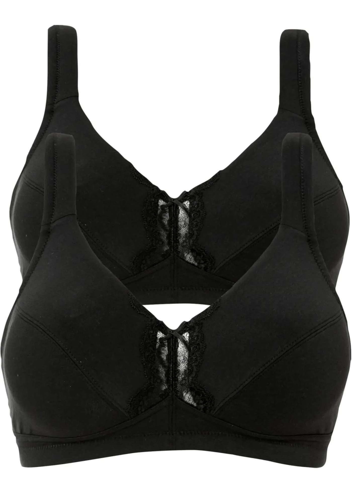 bonprix bonprix Sujetador sin aros de algodón orgánico (2 unidades) 2x negro Sale