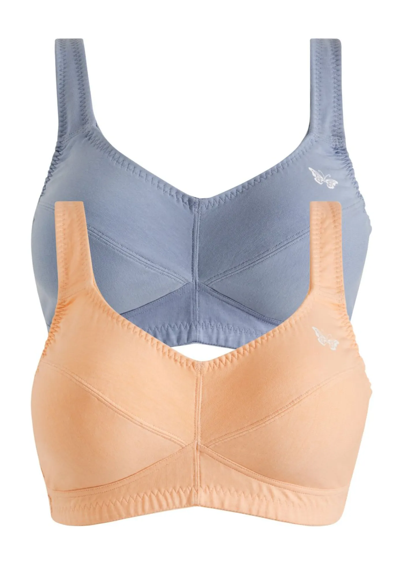 bonprix bonprix Sujetador sin aros de algodón orgánico (2 unidades) Melocotón + azul mate Sale