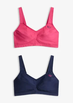 bonprix bonprix Sujetador sin aros de algodón orgánico (2 unidades) Magnolia + azul marino Best