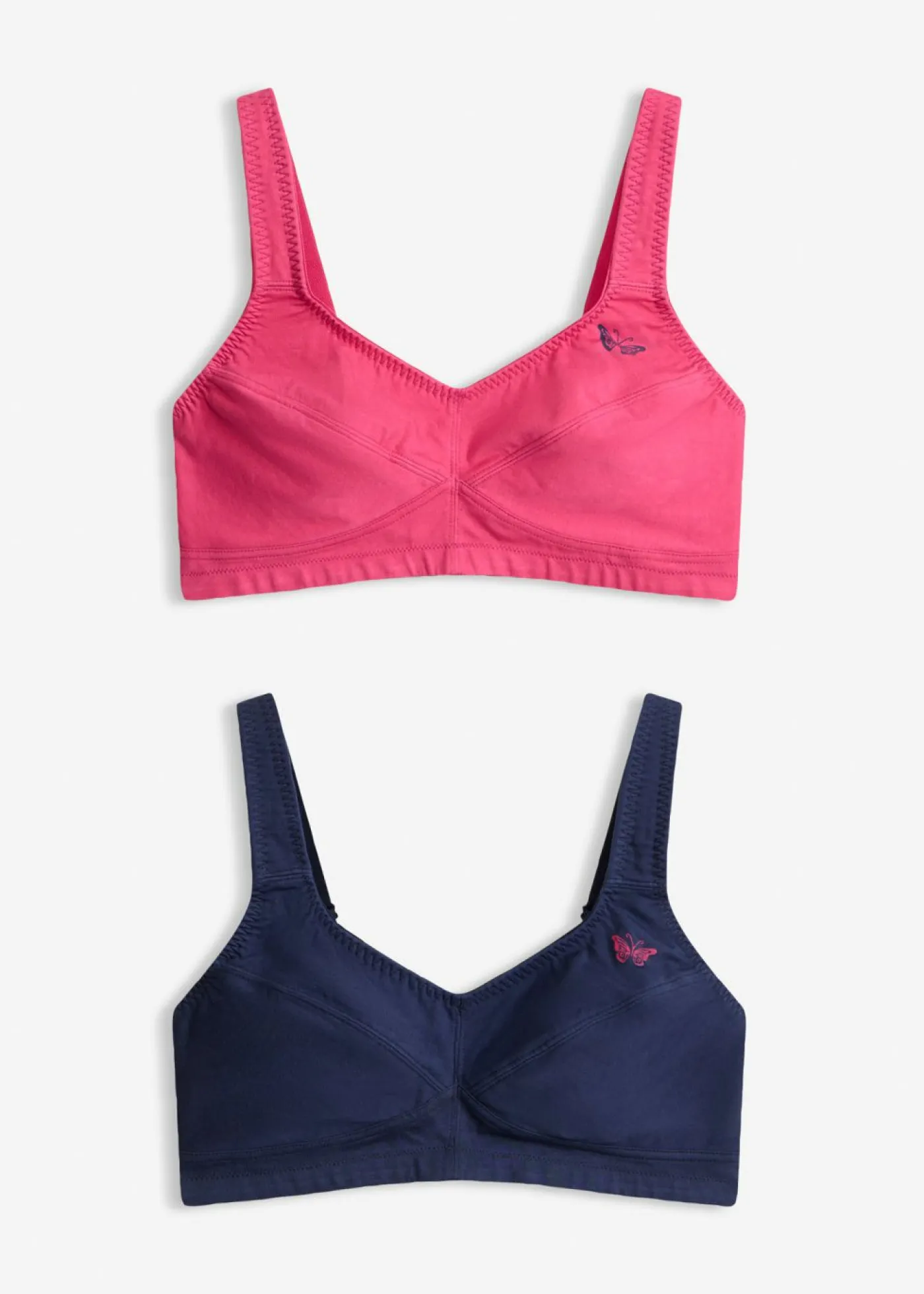 bonprix bonprix Sujetador sin aros de algodón orgánico (2 unidades) Magnolia + azul marino Best