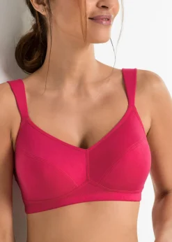bonprix bonprix Sujetador sin aros de algodón orgánico (2 unidades) Rosa hibisco + gris claro jaspeado New