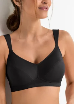 bonprix bonprix Sujetador sin aros de algodón orgánico (2 unidades) Negro-gris claro jaspeado Clearance