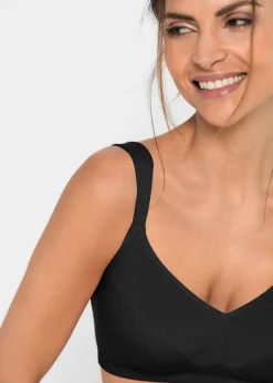 bonprix bonprix Sujetador sin aros de algodón orgánico (2 unidades) Negro-gris claro jaspeado Clearance