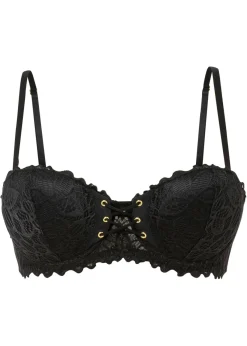 bonprix bonprix Sujetador tipo balconette de encaje fino Negro