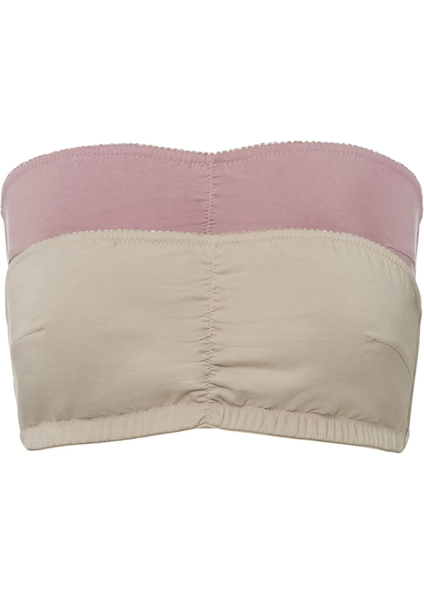 bonprix bonprix Sujetador tipo bandeau (copa A y B) de algodón orgánico (2 unidades) Beige tiza + rosa palo Hot