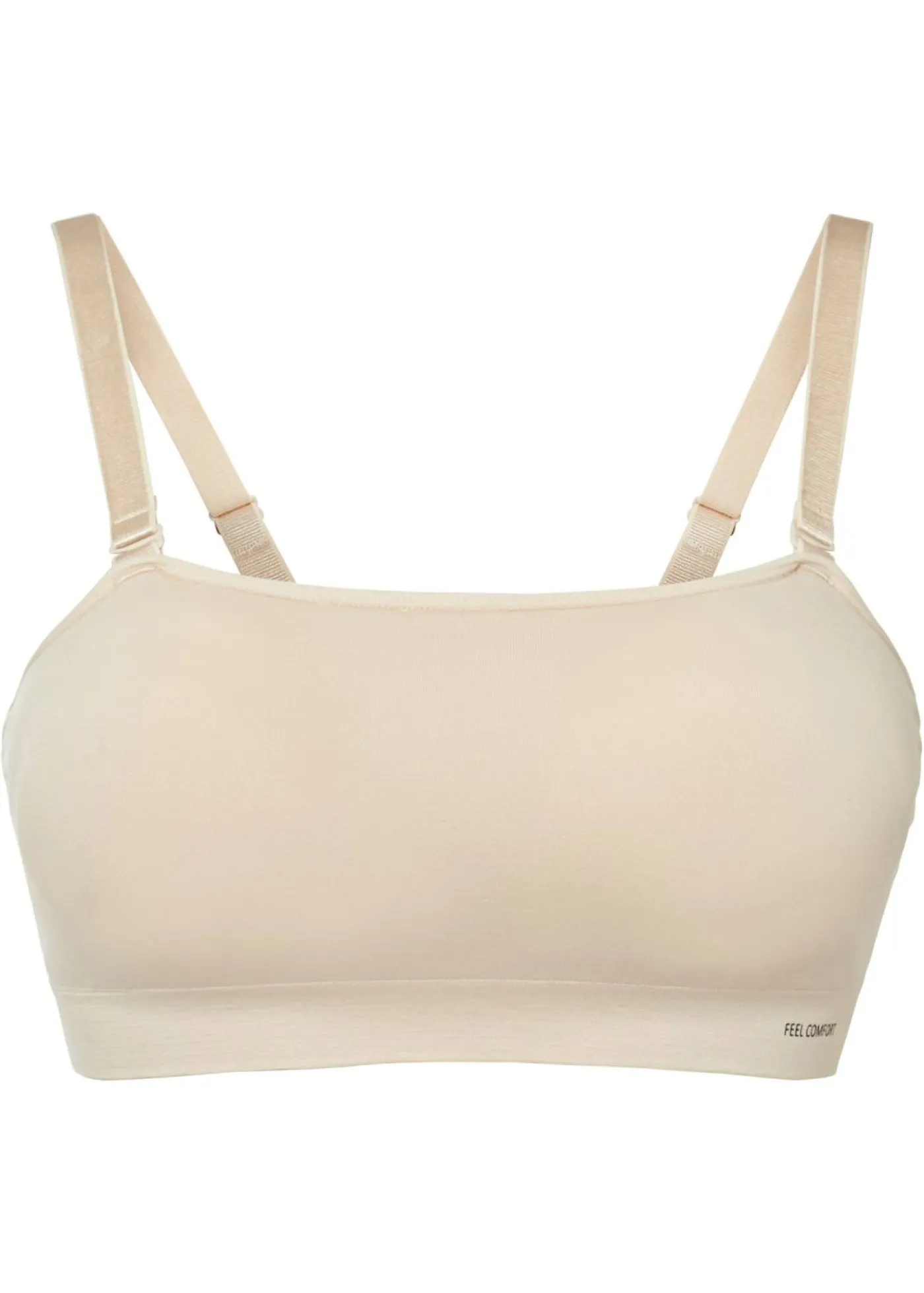 bonprix bonprix Sujetador tipo bandeau sin costuras Feel Comfort con tirantes desmontables Beige-arena Clearance