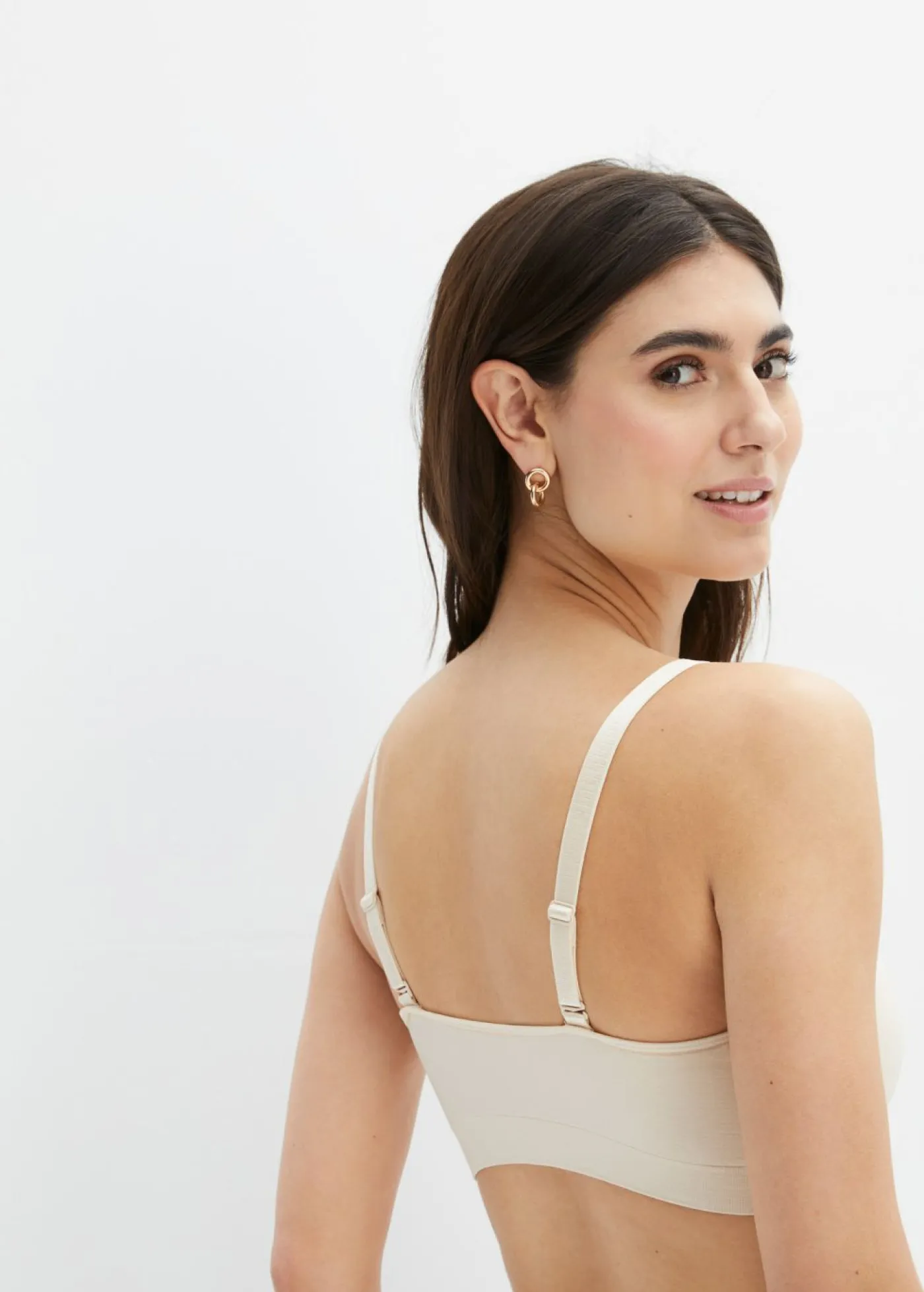 bonprix bonprix Sujetador tipo bandeau sin costuras Feel Comfort con tirantes desmontables Beige-arena Clearance