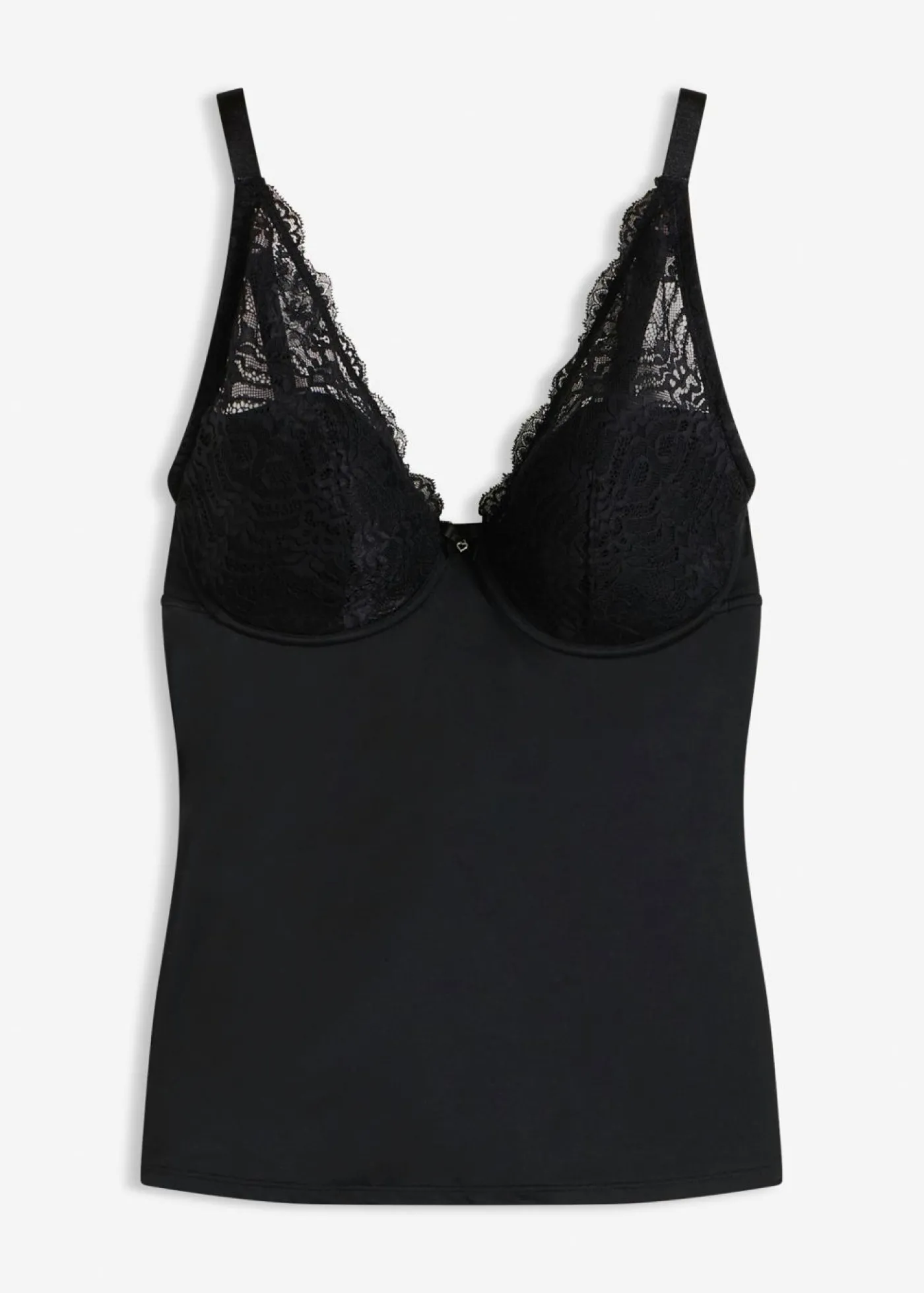 bonprix bonprix Sujetador tipo top con efecto moldeador medio y encaje Negro Online